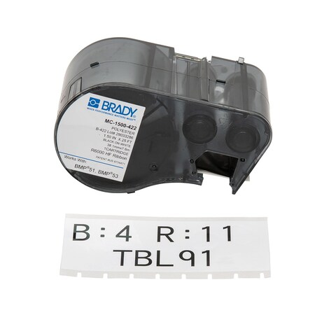 Brady Polyester Labels 1.5 in W x 25 ft L Black on White MC-1500-422